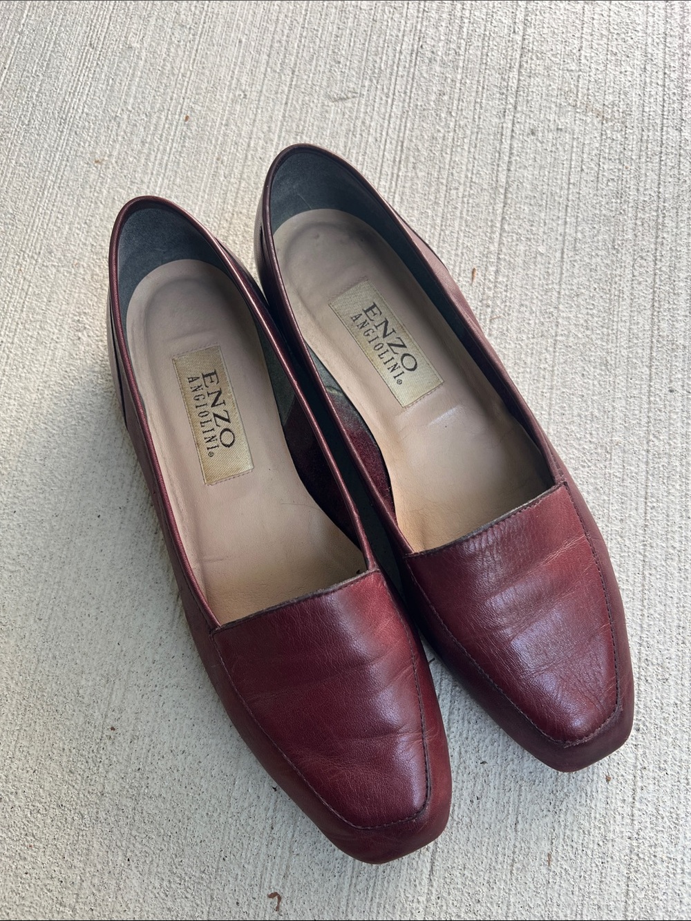 Enzo Angiolini Liberty Women's Burgundy Leather Slip-On Loafers Flats Size 8.5